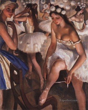  Dressing Oil Painting - ballerinas in the dressing room 1923 Russian ballerina dancer